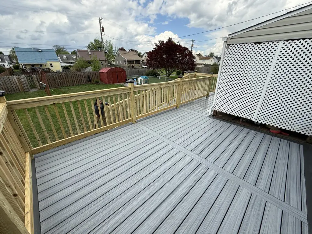 Request a Quote 2 Trex Decking with Wood Railing Project